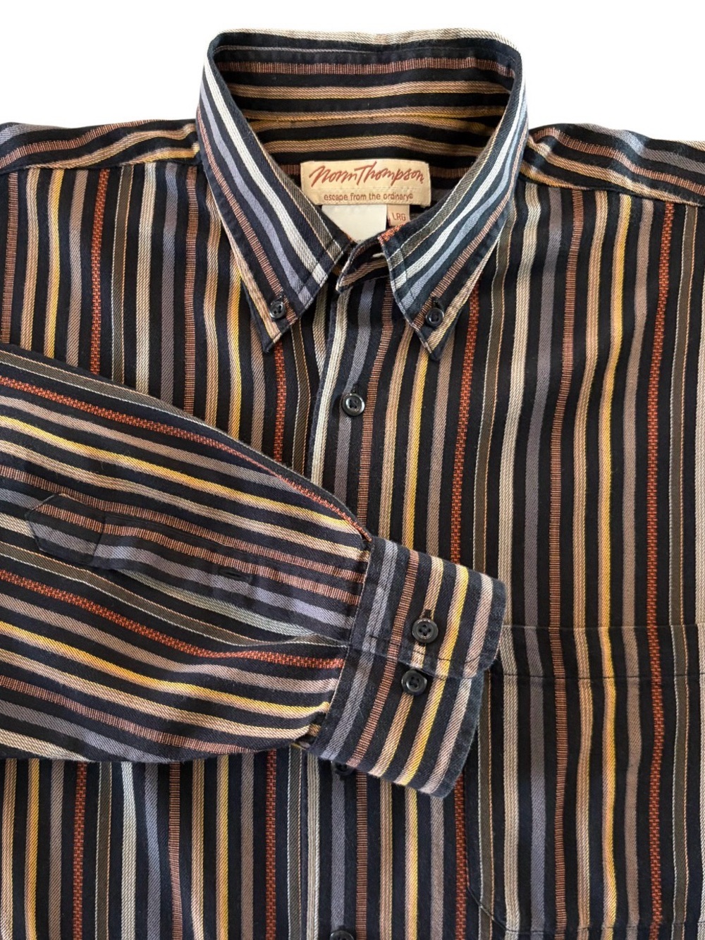 Vtg Norm Thompson Long Sleeve Button Down Shirt Men’s Size Large Stripe